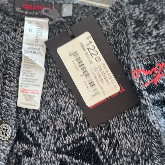 NWT $122 Catimini France Cardigan Sweater Girls Size 6 black gray - Picture 9 of 10